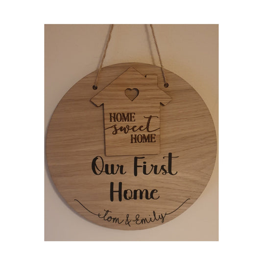 New Home Gift | Housewarming Present | First Home Plaque | 20cm Round Sign | Personalised | Hanging Decoration | Custom | Irish |Ireland