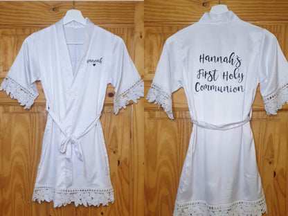 Luxury Communion Robe, Personalised Satin Gown, First Holy Communion, Confirmation, Irish, Ireland