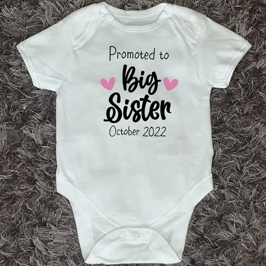 Promoted To Big Sister Baby Vest | Personalised Baby Vest | Pregnancy Announcement | Sibling Gift | Bodysuit | Any Text | Ireland | Irish