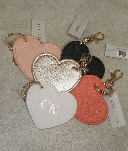 Personalised Heart Keyring, Hand Bag Charm, Custom Key chain, Name, Inital, Monogram, Bag Clip, PU Leather, Car Keys, Ireland, Irish
