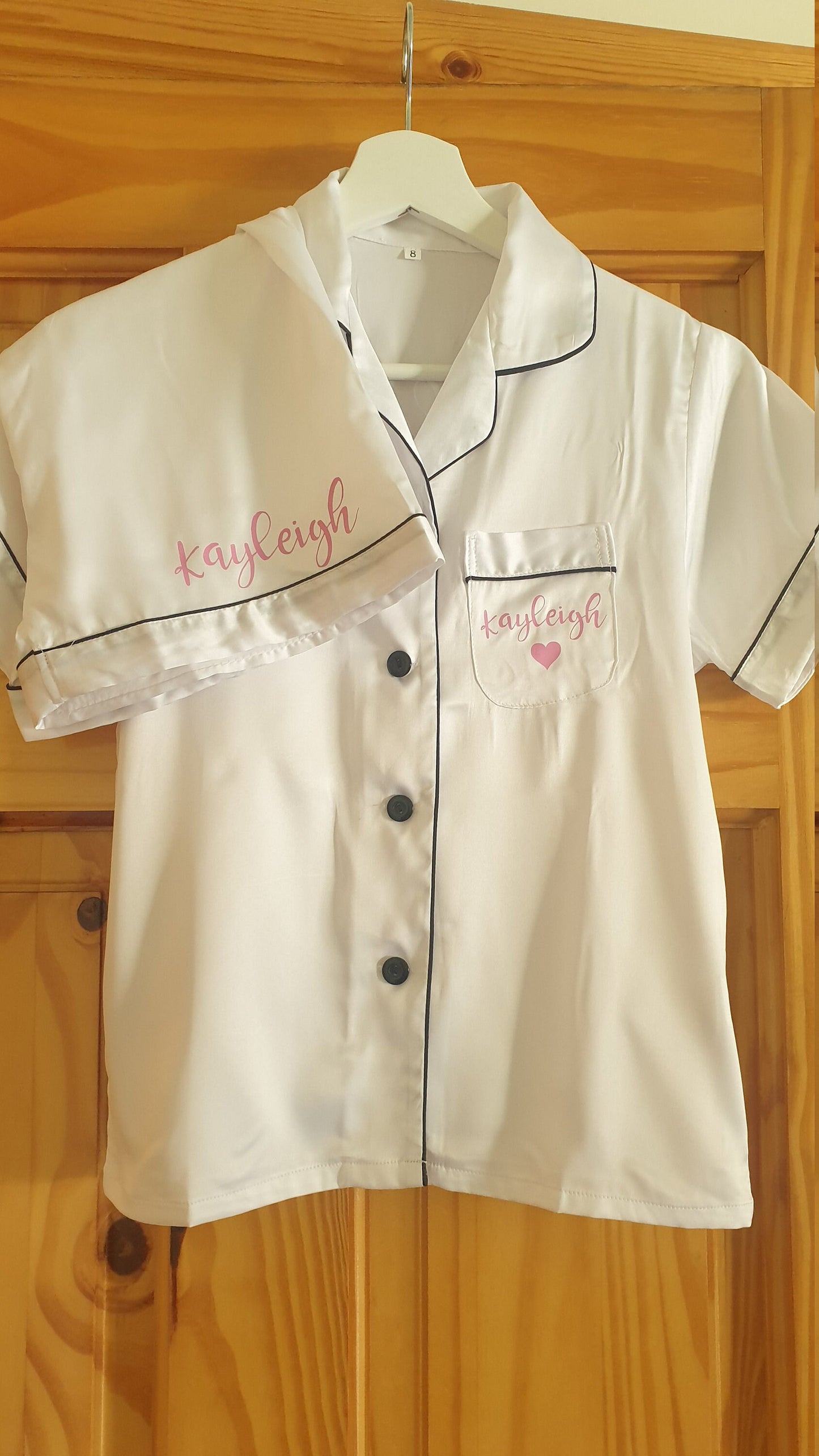 Luxury Communion Pyjamas, Personalised Satin PJs, First Holy Communion, Confirmation, White Frill Pyjamas, Girls PJ's, Irish, Ireland