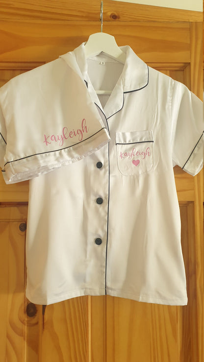 Luxury Communion Pyjamas, Personalised Satin PJs, First Holy Communion, Confirmation, White Frill Pyjamas, Girls PJ's, Irish, Ireland