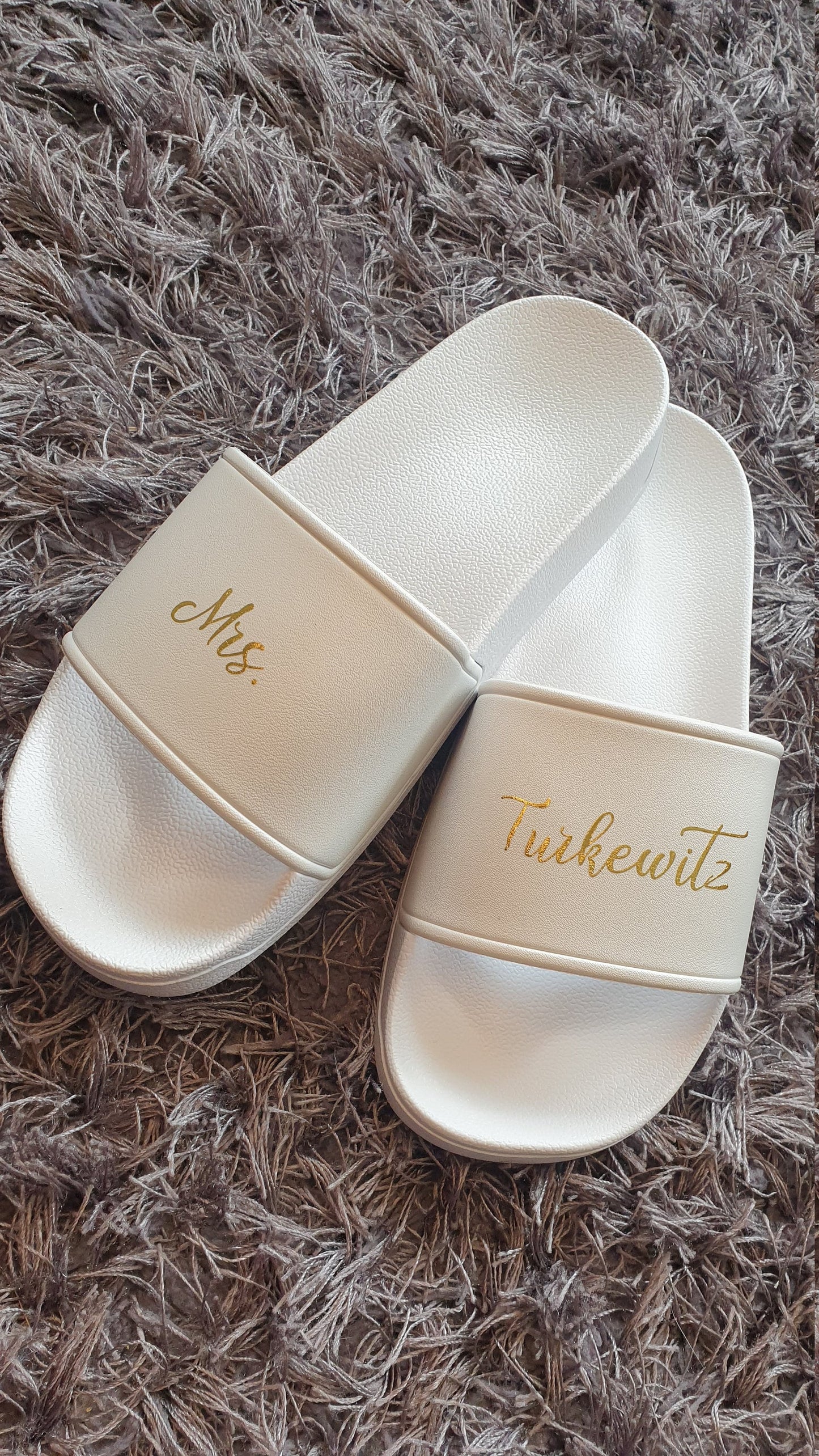 Personalised Bride White Sliders | Wedding Sandals | Flip Flops | Summer | Footwear | Honeymoon | Bride To Be Gift | Irish| Ireland