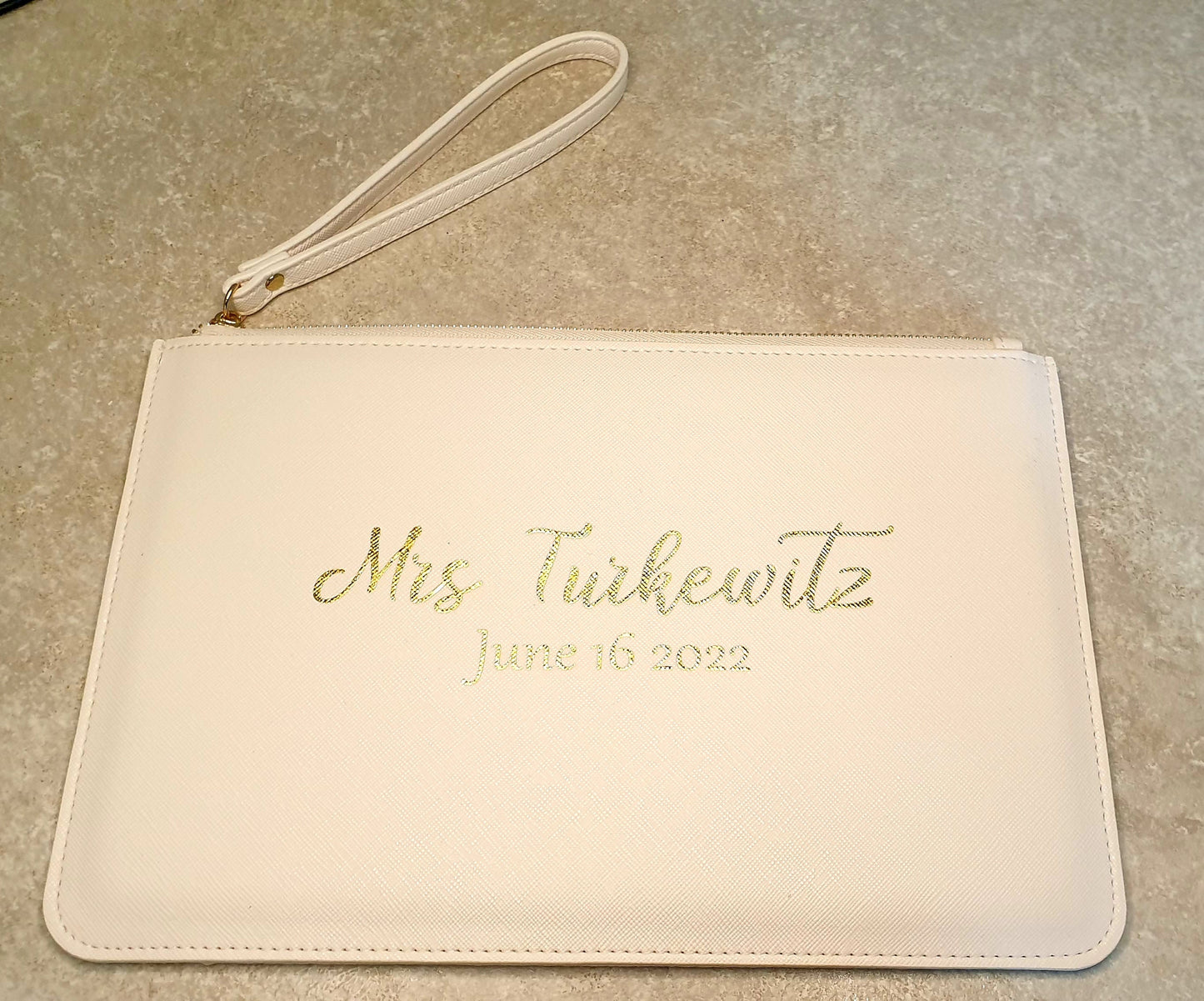 Personalised Bridal Clutch Bag | Bride To Be Gift | Wedding Day Pouch | Hen Party | Bridesmaid | Maid of Honour | PU Leather | Ireland Irish