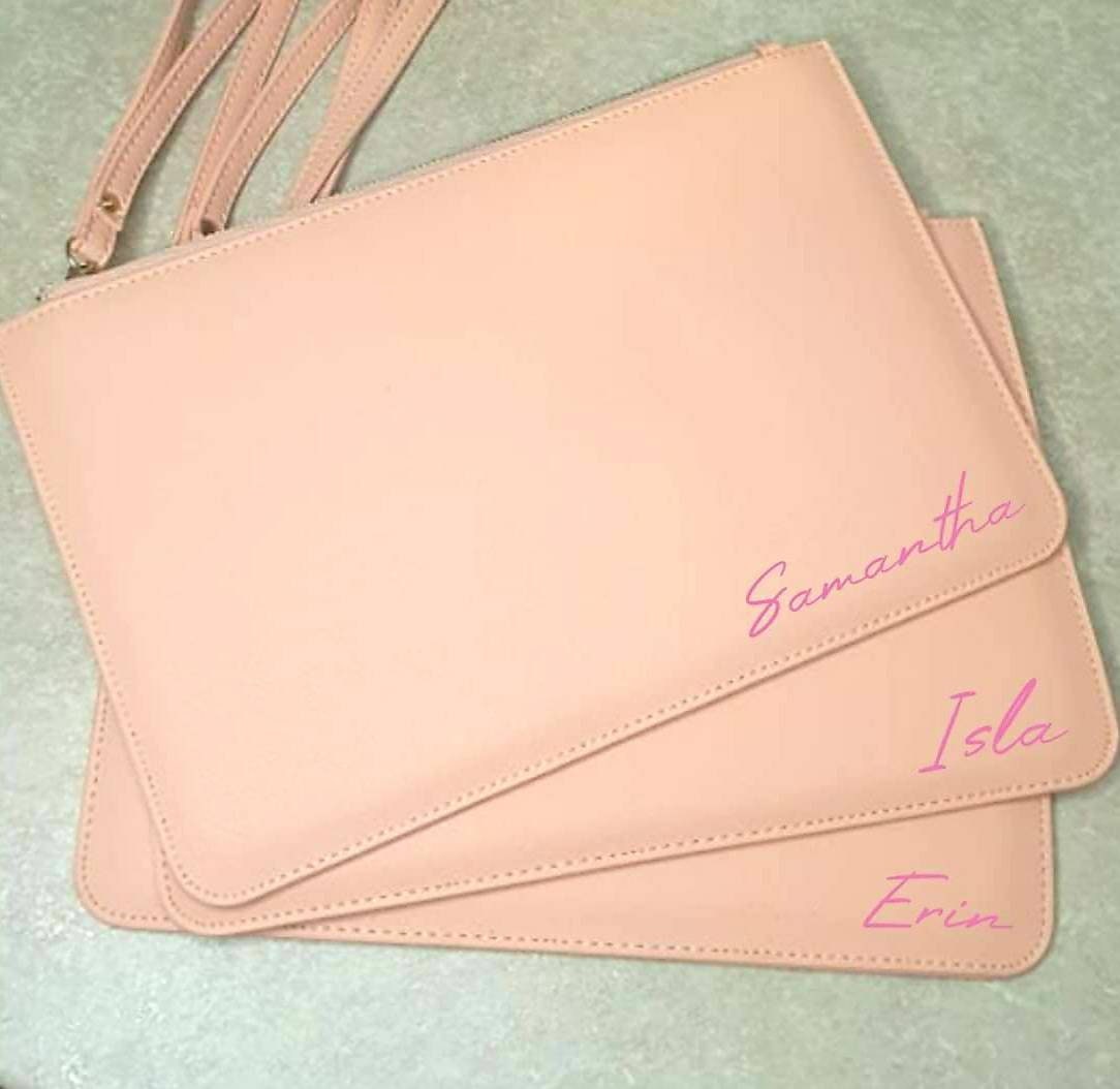 Personalised Bridal Clutch Bag | Bride To Be Gift | Wedding Day Pouch | Hen Party | Bridesmaid | Maid of Honour | PU Leather | Ireland Irish