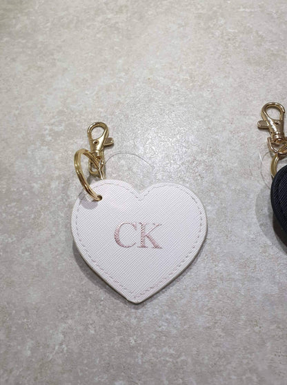 Personalised Heart Keyring, Hand Bag Charm, Custom Key chain, Name, Inital, Monogram, Bag Clip, PU Leather, Car Keys, Ireland, Irish