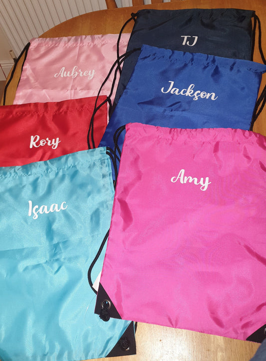 Personalised Name Drawstring Bag, PE bag, Kids Sports Bag, Custom, Kit Bag, Sports , Boys, Girls, Back To School, Party Favour,Ireland Irish
