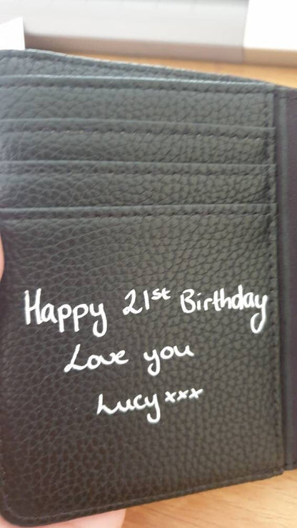 Personalised Handwriting Mens Wallet | Fathers Day Gift | Faux Leather | Dad | Daddy | Grandad | Name | Initial | Monogram | Ireland | Irish
