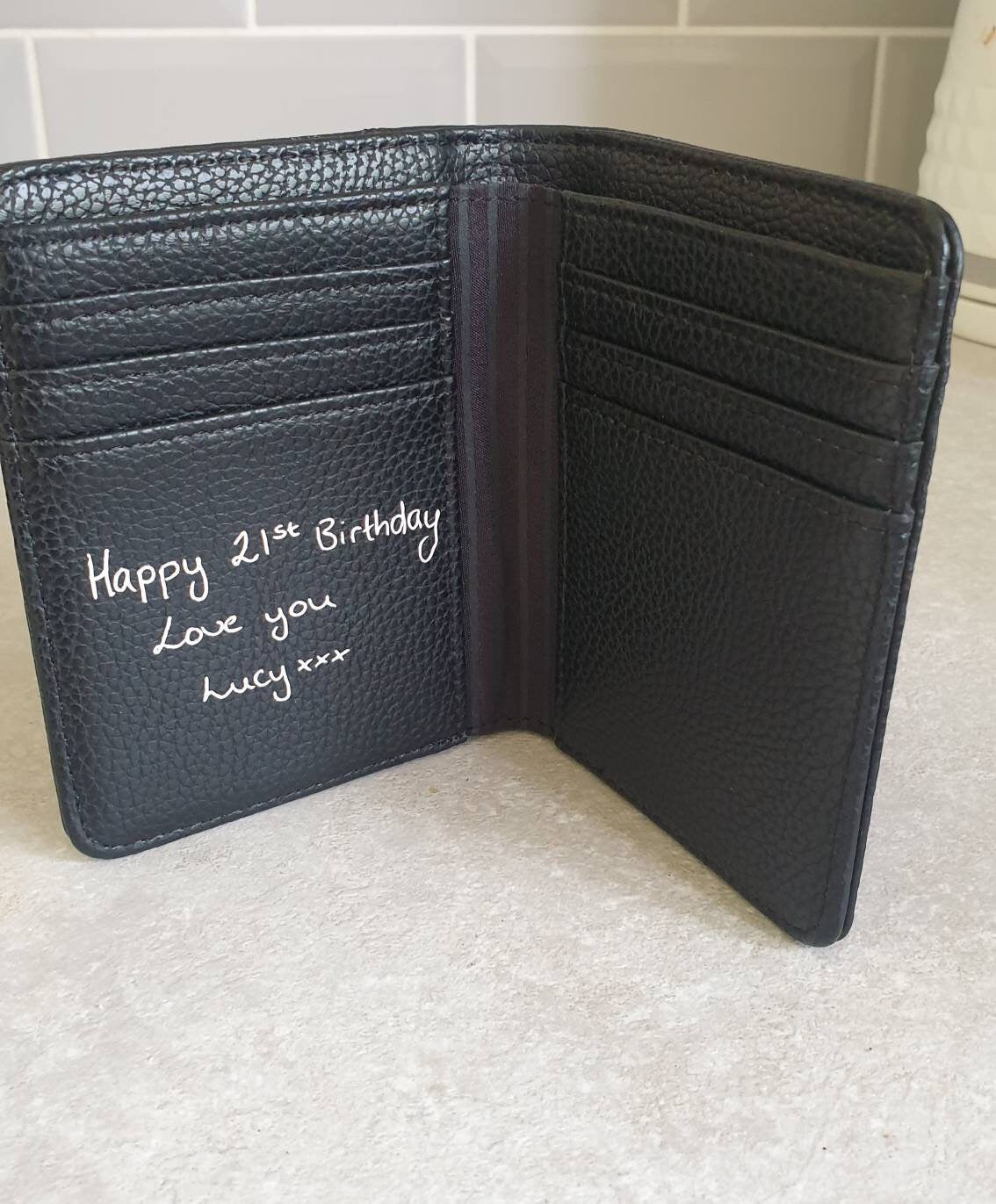 Personalised Handwriting Mens Wallet | Fathers Day Gift | Faux Leather | Dad | Daddy | Grandad | Name | Initial | Monogram | Ireland | Irish