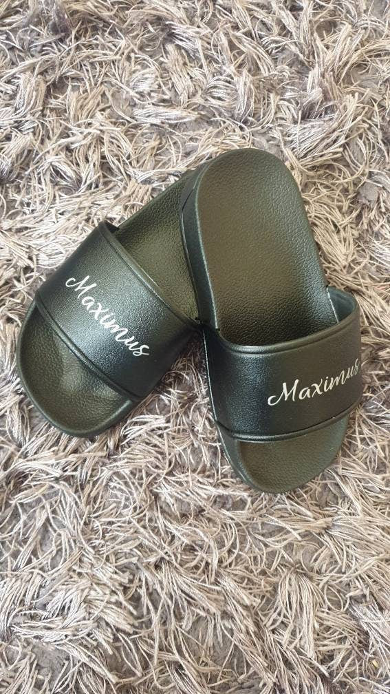 Personalised Childrens Black Sliders | Kids Shoes | Sandals | Flip Flops | Summer | Footwear | Toddler | Boys | Girls | Unisex | Ireland