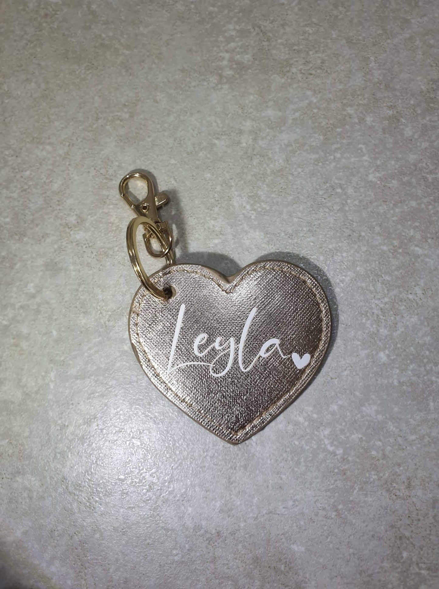 Personalised Heart Keyring, Hand Bag Charm, Custom Key chain, Name, Inital, Monogram, Bag Clip, PU Leather, Car Keys, Ireland, Irish