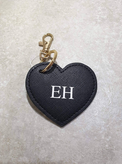 Personalised Heart Keyring, Hand Bag Charm, Custom Key chain, Name, Inital, Monogram, Bag Clip, PU Leather, Car Keys, Ireland, Irish
