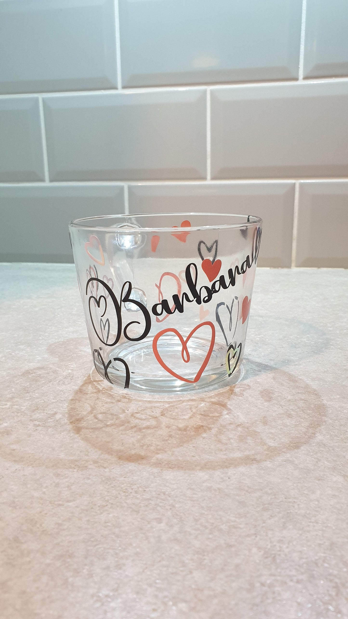 Heart Personalised Tea Coffee Glasses, Name and Love Hearts, Coffee Lovers Gift, Custom Mug, Mothers Day Gift, For Mum, Ireland, Irish