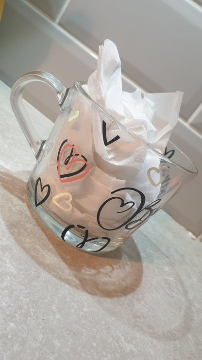 Heart Personalised Tea Coffee Glasses, Name and Love Hearts, Coffee Lovers Gift, Custom Mug, Mothers Day Gift, For Mum, Ireland, Irish