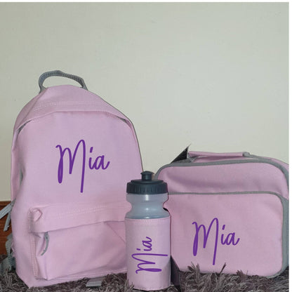 Personalised Back to School Set | Backpack, Lunch Bag & Water Bottle