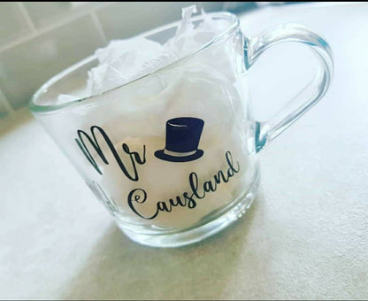 Engagement Gift, Wedding Gift, Mr & Mrs Personalised Tea Coffee Glasses, Wedding Present, Couples Mugs, His and Hers, Ireland, Irish