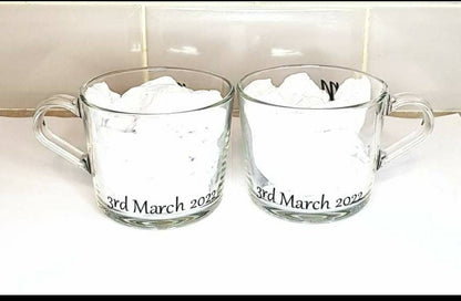 Engagement Gift, Wedding Gift, Mr & Mrs Personalised Tea Coffee Glasses, Wedding Present, Couples Mugs, His and Hers, Ireland, Irish