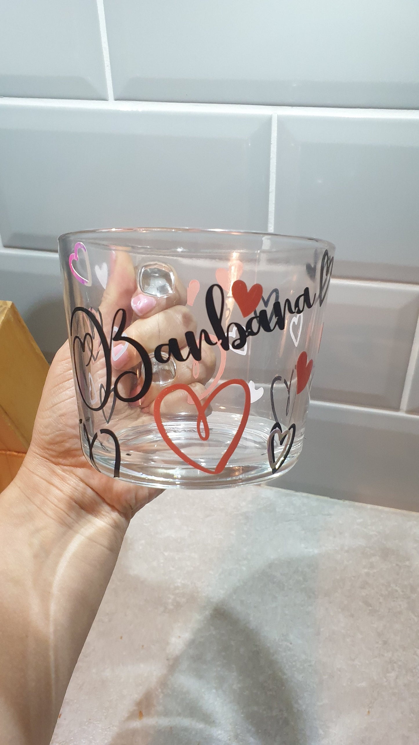 Heart Personalised Tea Coffee Glasses, Name and Love Hearts, Coffee Lovers Gift, Custom Mug, Mothers Day Gift, For Mum, Ireland, Irish