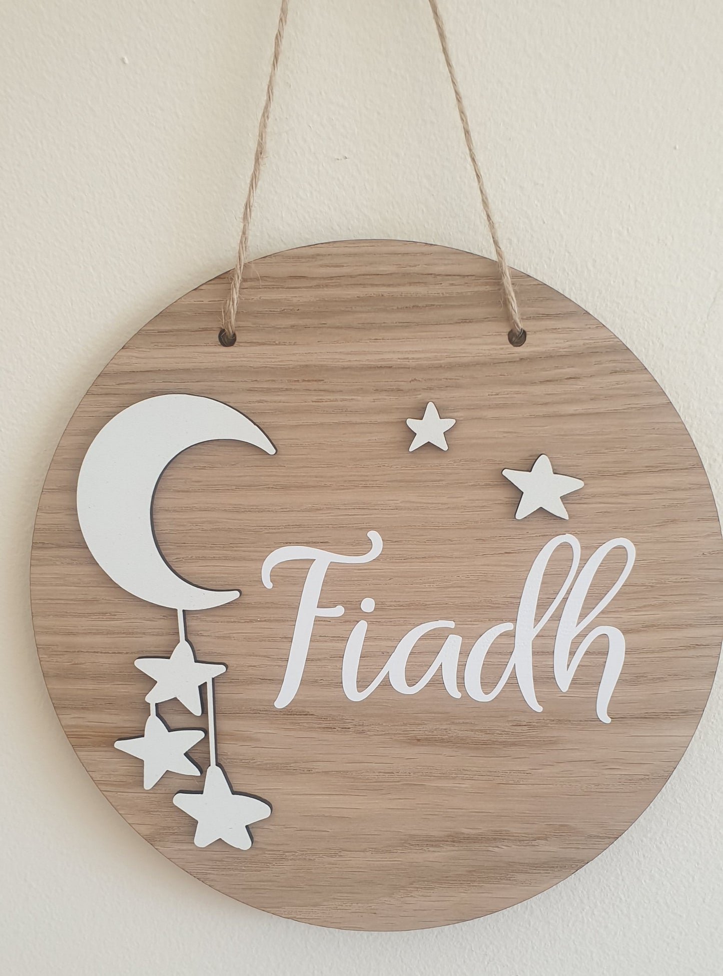 Baby Name Plaque | 20cm Round Sign | Nursery Decor | Personalised | Hanging Decoration | Custom Gift | Baby Boy | Baby Girl | Irish |Ireland