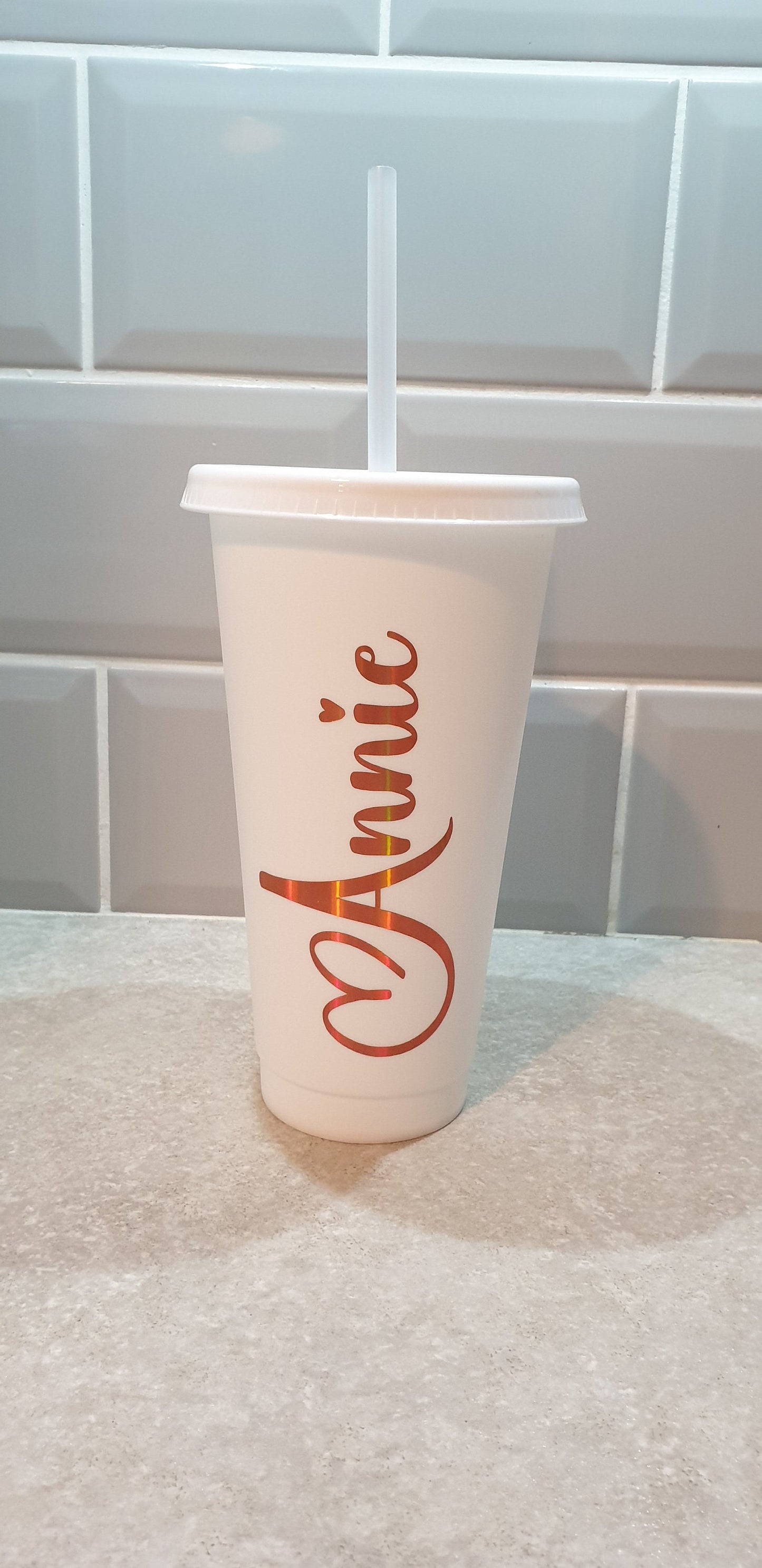 Personalised Bride Tumbler, White Cold Cup, Hen Party Gift, Bride To Be Present, Custom Straw Cup, Bridal Accessories, Wedding, Ireland