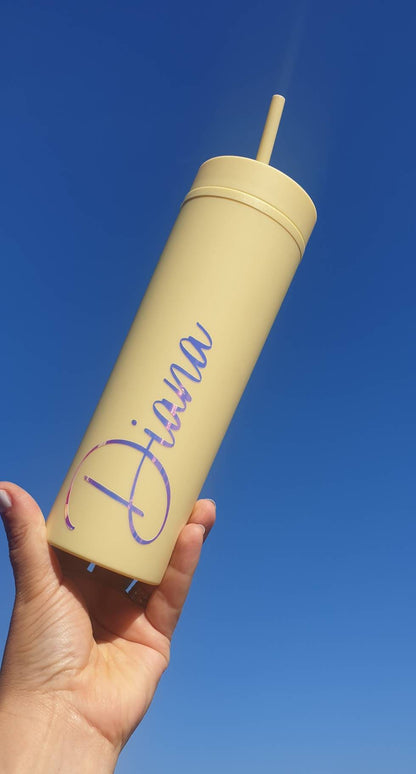 Personalised Skinny Tumbler, 16oz Straw Cup With Lid, Teacher Gift, Reusable Cup, Hen Party Prop, Gift for Friend, Ireland, Irish