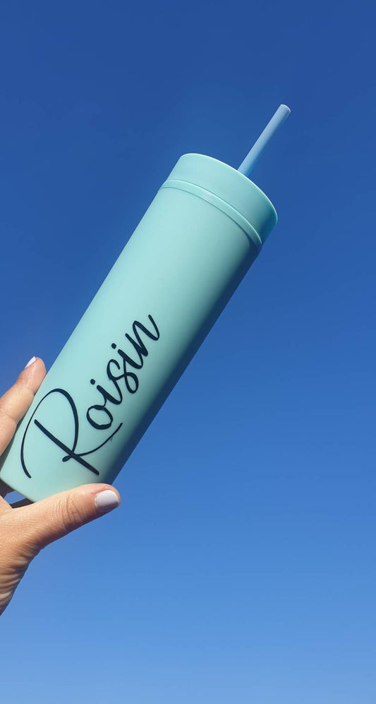 Personalised Skinny Tumbler, Teacher Gift, 16oz Straw Cup With Lid, Reusable Cup, Hen Party Prop, Gift for Friend, Ireland, Irish