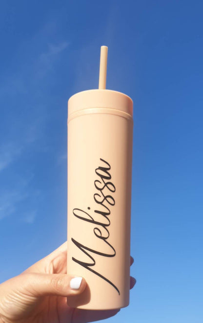 Personalised Skinny Tumbler, Teacher Gift 16oz Straw Cup With Lid, Reusable Cup, Hen Party Prop, Gift for Friend,  Ireland, Irish Language