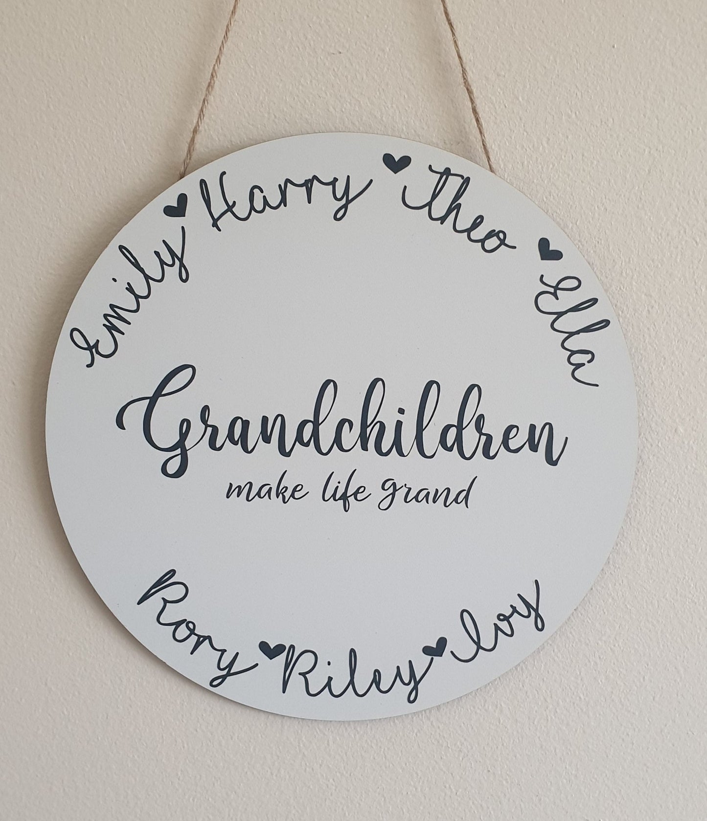 Personalised Round Grandchildren Sign | Grandparents | Plaque | Custom | Hanging Sign | Wooden | 20cm | Mothers Day Gift | Irish | Ireland