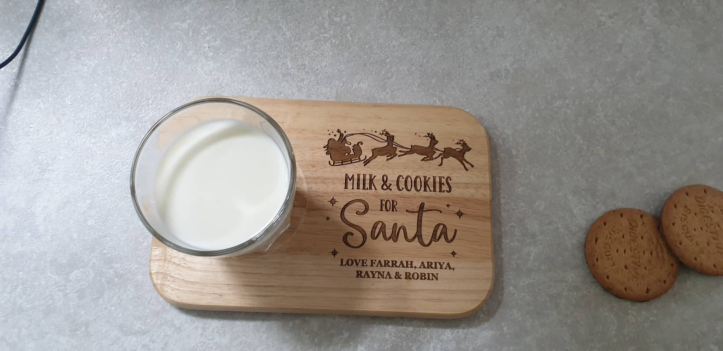 Personalised Santas Milk And Cookies Board, Christmas Eve Plate, Wooden Santa Plate, Custom Xmas Board, Children Family Gift, Ireland, Irish