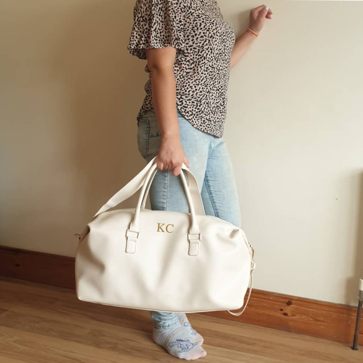 Personalised Overnight Bag, Womens Hospital Bag, Maternity Holdall, PU Leather Luggage, Weekend Bag, Monogram, Travel Gift, Ireland, Irish