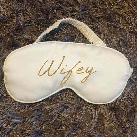 Personalised Wifey Satin Sleep Mask, Eye Mask, Bride Sleepmask, Bridesmaid, Hen Party Favour, Name, Custom Gift for Her, Ireland, Irish