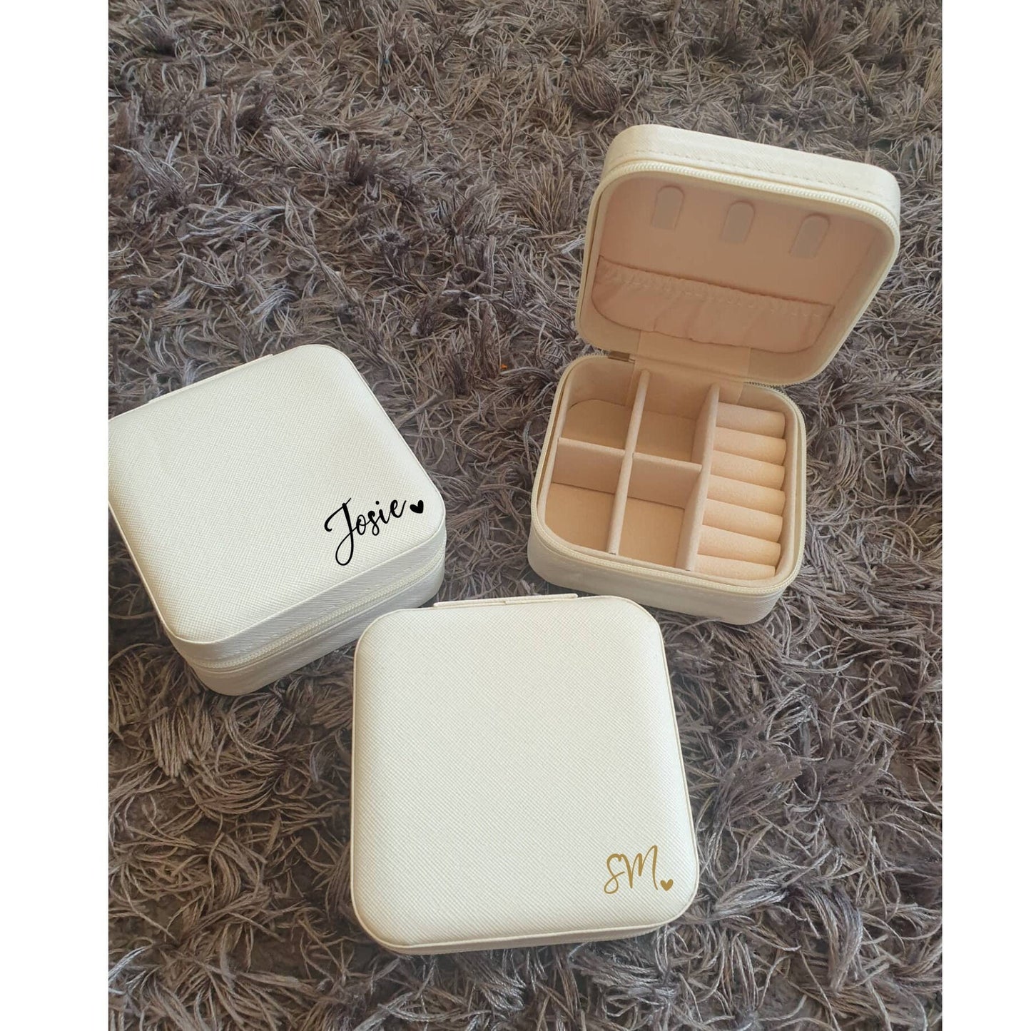 Pink Personalised Name Initial Jewellery Box, Travel Jewellery Organiser, Bride, Bridesmaid, Mothers Day Gift, Custom, Ireland, Irish