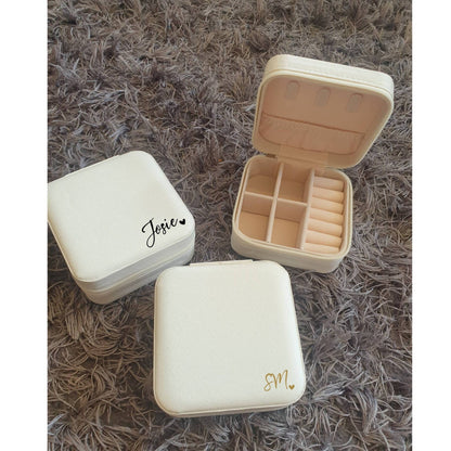 Pink Personalised Name Initial Jewellery Box, Travel Jewellery Organiser, Bride, Bridesmaid, Mothers Day Gift, Custom, Ireland, Irish