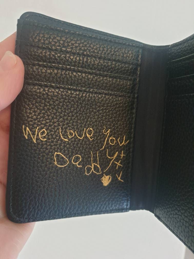 Personalised Handwriting Mens Wallet | Fathers Day Gift | Faux Leather | Dad | Daddy | Grandad | Name | Initial | Monogram | Ireland | Irish