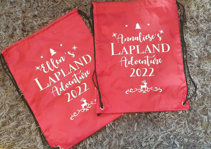 Personalised Lapland Name Drawstring Bag, Christmas Holiday, North Pole Reveal, Custom, Boys, Girls, Ireland, Irish