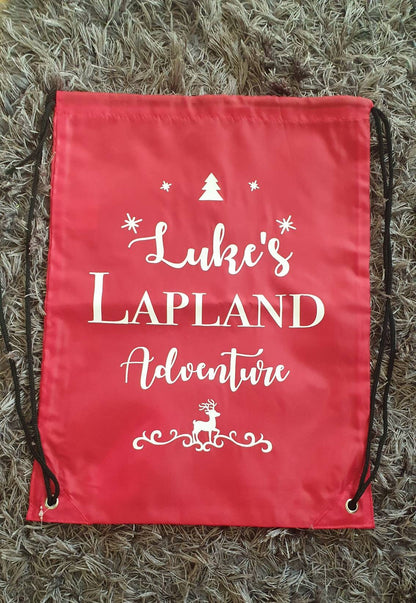 Personalised Lapland Name Drawstring Bag, Christmas Holiday, North Pole Reveal, Custom, Boys, Girls, Ireland, Irish