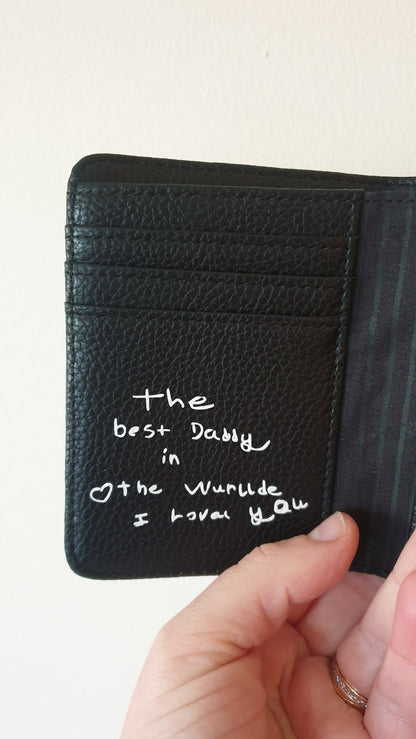 Personalised Handwriting Mens Wallet | Fathers Day Gift | Faux Leather | Dad | Daddy | Grandad | Name | Initial | Monogram | Ireland | Irish