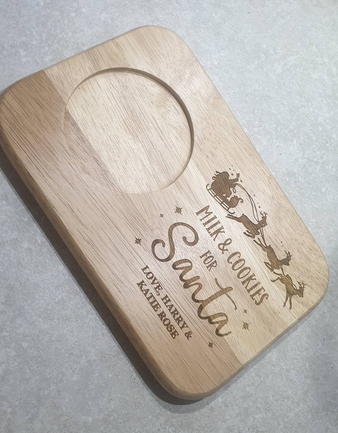 Personalised Santas Milk And Cookies Board, Christmas Eve Plate, Wooden Santa Plate, Custom Xmas Board, Children Family Gift, Ireland, Irish