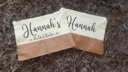 Personalised Zip Nappy Pouch | Canvas Nappy Bag | Wipes Holder | New Baby Gift | Nursery | Changing Kit | Glitter | Bag Organiser | Ireland