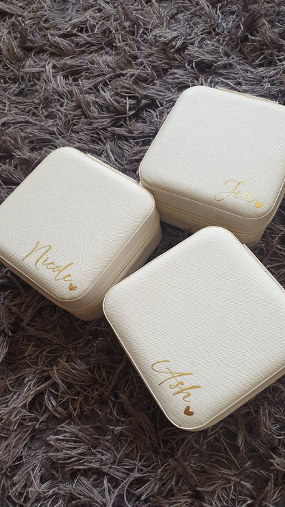 White Personalised Name Initial Jewellery Box, Travel Jewellery Organiser, Bride, Bridesmaid, Mothers Day Gift, Custom, Ireland, Irish