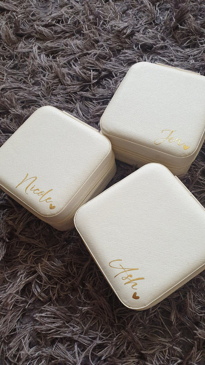 Pink Personalised Name Initial Jewellery Box, Travel Jewellery Organiser, Bride, Bridesmaid, Mothers Day Gift, Custom, Ireland, Irish