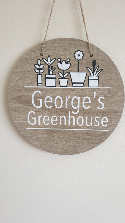 Greenhouse Plaque | Personalised Gift For Gardener | 20cm Round Sign | Hanging Garden Decoration | Father's Day Present | Irish | Irelan