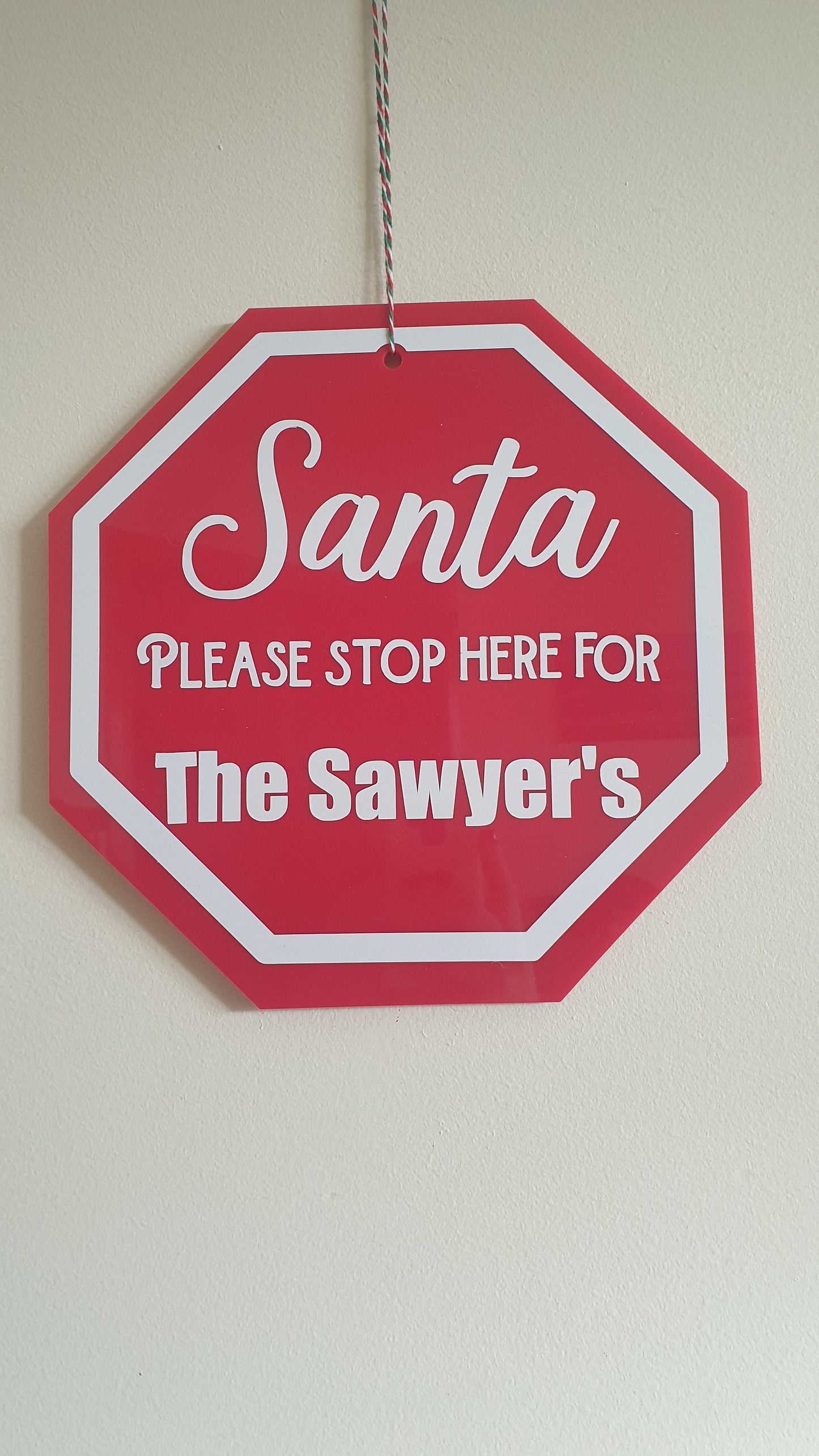 Santa Please Stop Here Sign, Indoor or Outdoor Plaque, Door Sign, Christmas Decoration, Xmas Eve, Festive, Custom, Ireland, Irish