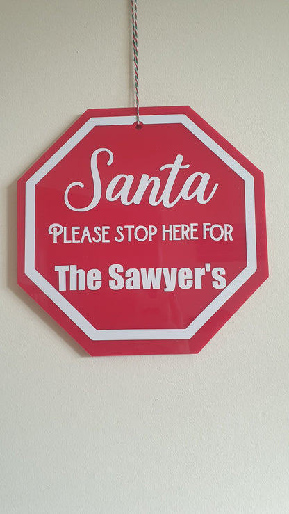Santa Please Stop Here Sign, Indoor or Outdoor Plaque, Door Sign, Christmas Decoration, Xmas Eve, Festive, Custom, Ireland, Irish