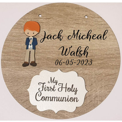 Holy Communion Gift | Communion Keepsake For Girls | 20cm Round Sign | Personalised | Hanging Decoration | Custom Gift | Irish |Ireland
