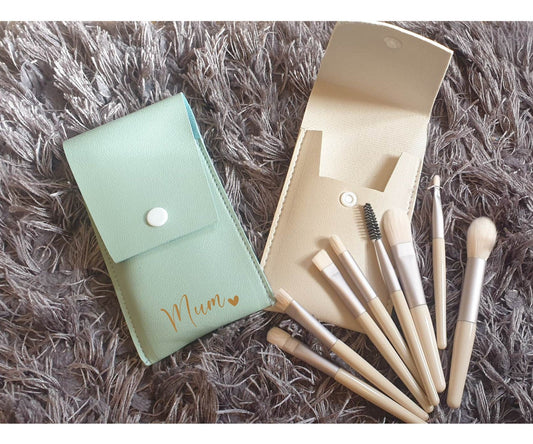 Personalised Makeup Brush Set, Mini Travel Make Up Brushes, Custom Mothers Day Gift, Holiday, Foundation, Blusher, Eyeshadow, Ireland, Irish