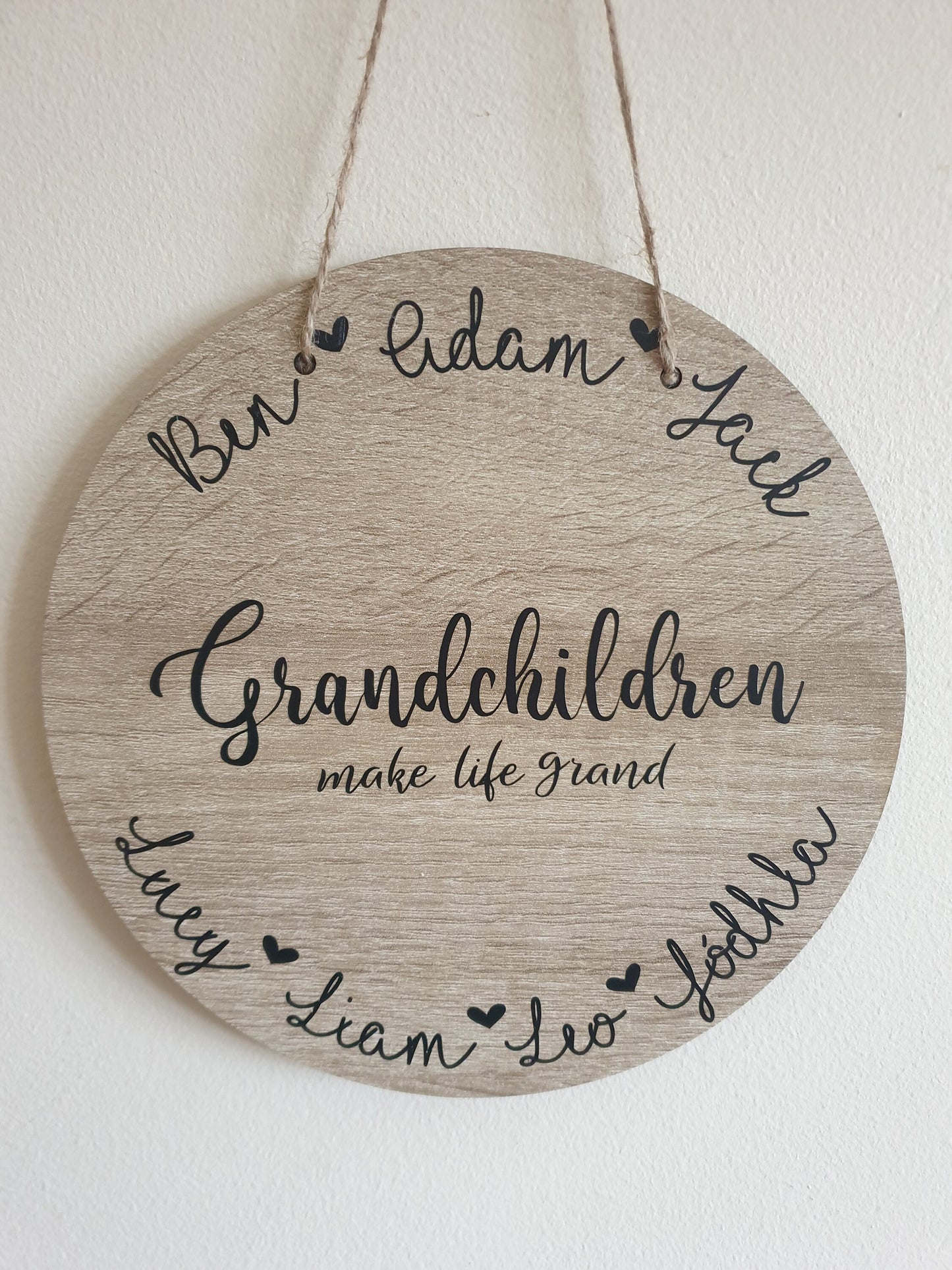 Personalised Round Grandchildren Sign | Grandparents | Plaque | Custom | Hanging Sign | Wooden | 20cm | Mothers Day Gift | Irish | Ireland