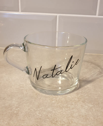 Personalised Tea Coffee Glass, Name Tea Cup, Coffee Lovers Gift, Custom Mug, Mothers Day Gift, For Mum, Ireland, Irish