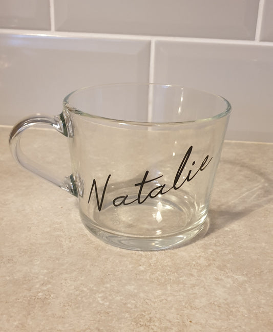 Personalised Tea Coffee Glass, Name Tea Cup, Coffee Lovers Gift, Custom Mug, Mothers Day Gift, For Mum, Ireland, Irish