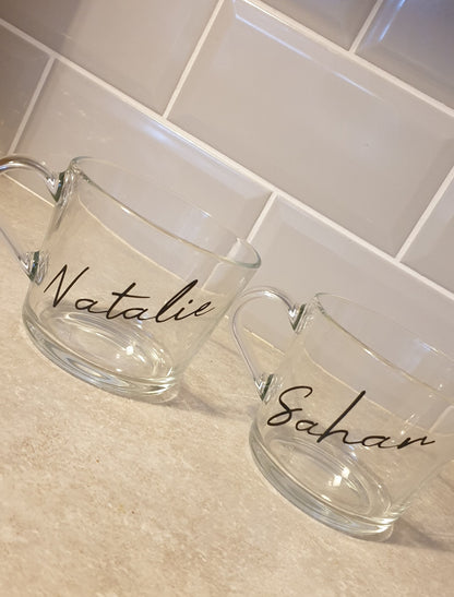 Personalised Tea Coffee Glass, Name Tea Cup, Coffee Lovers Gift, Custom Mug, Mothers Day Gift, For Mum, Ireland, Irish